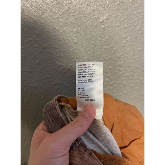 Anthropologie Brown Animal Print Joggers Women's Size 2 Linen Blend Zip Ankle - Picture 5 of 5